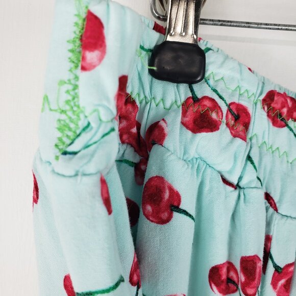 Torrid Retro Chic Midi Challis Pull On Skirt Aqua Cherry Print App. 2X SEE DESC - Picture 6 of 12